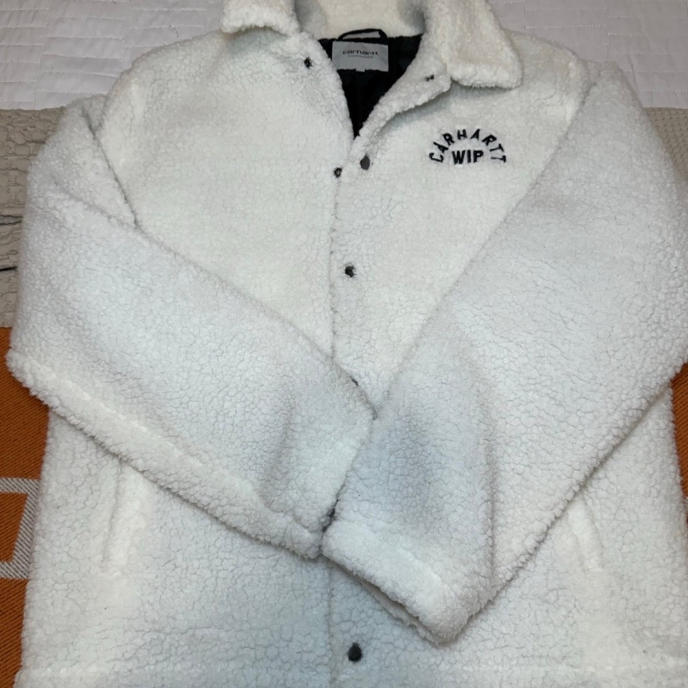 Carhartt WIP White Sherpa Coach Jacket